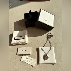 Gucci Vintage Sterling Silver Blind for Love Heart Pendant Necklace Unisex